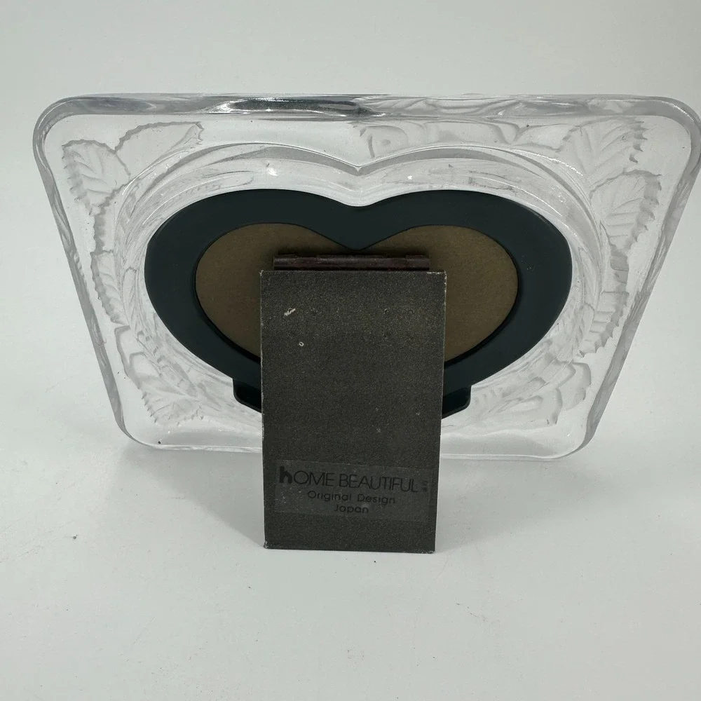 Vintage Crystal Glass Heart Photo Frame Made in Japan 2